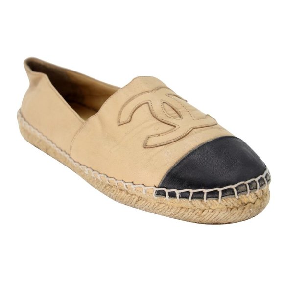 Chanel Embroidered Espadrille 38 Cap Toe Leather Flats CC-0915N-0001 - Picture 7 of 12